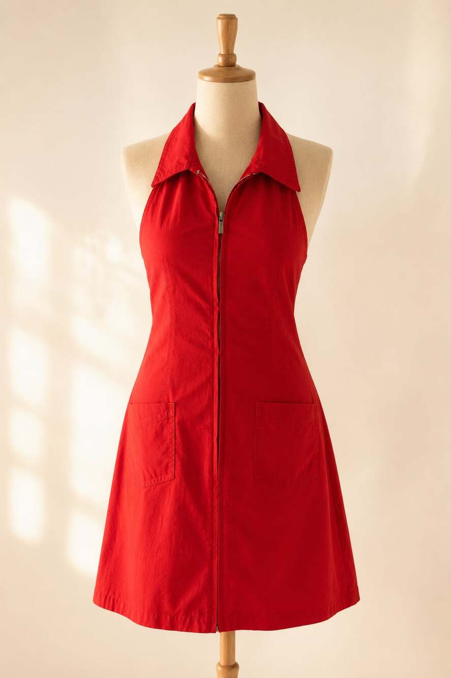 Ralph Lauren RALPH Red Halter Mini Dress Preppy Y2K Tenniscore Size 2